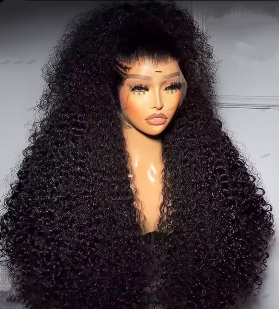 350 Density 13x6 HD Lace Frontal Kinky Curly Glueless Wigs Brazilian  100 % Remy Human Hair