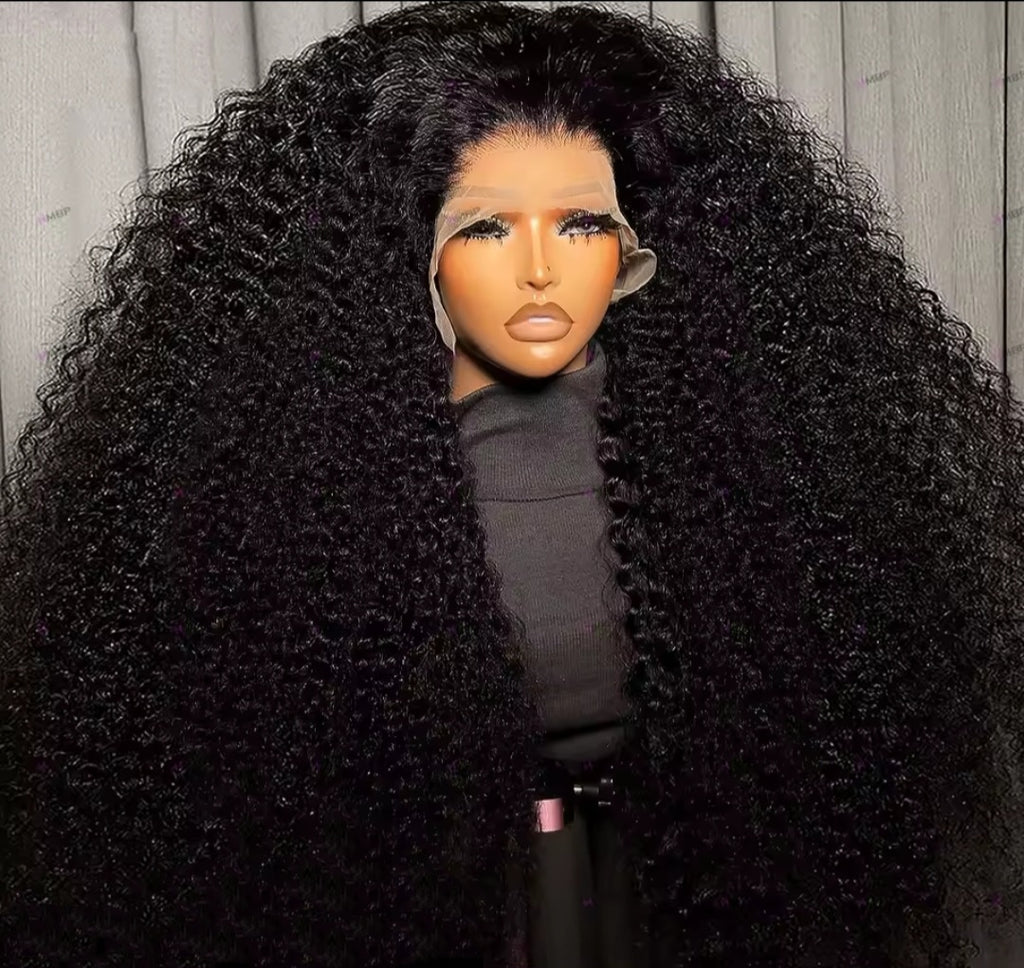 350 Density 13x6 HD Lace Frontal Kinky Curly Glueless Wigs Brazilian  100 % Remy Human Hair