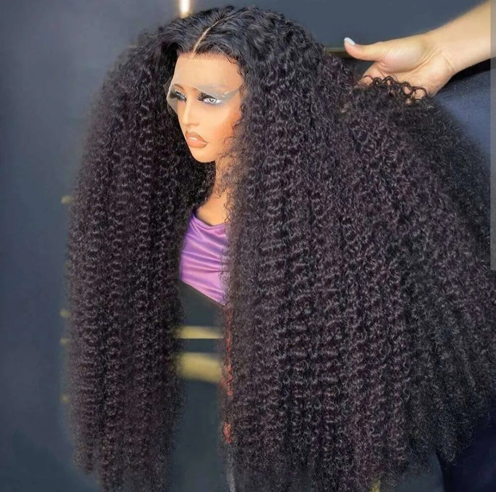 350 Density 13x6 HD Lace Frontal Kinky Curly Glueless Wigs Brazilian  100 % Remy Human Hair