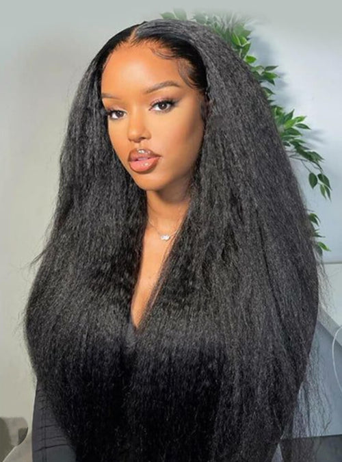 250 Density Kinky Straight 13x6  HD Lace Frontal 360 Full Lace Wig  Glueless Human Hair
