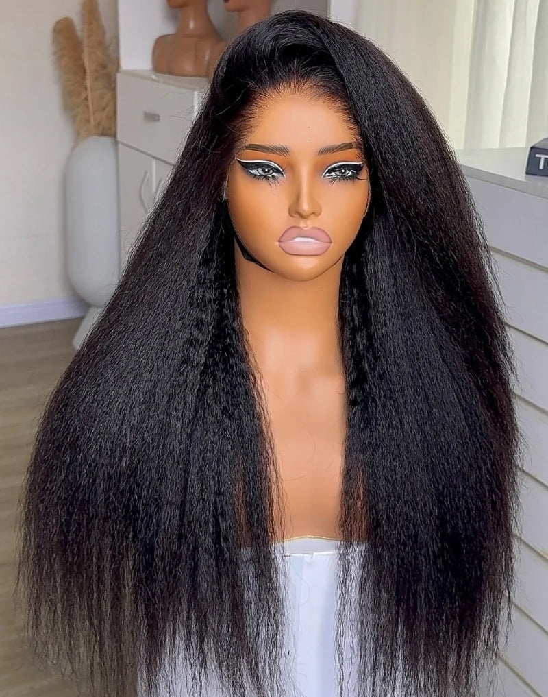 250 Density Kinky Straight 13x6  HD Lace Frontal 360 Full Lace Wig  Glueless Human Hair