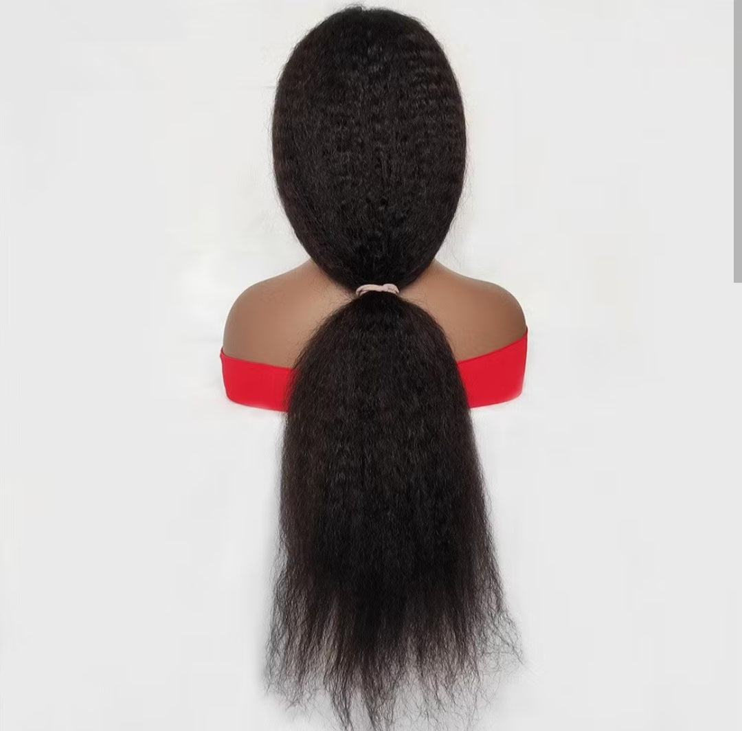 250 Density Kinky Straight 13x6  HD Lace Frontal 360 Full Lace Wig  Glueless Human Hair