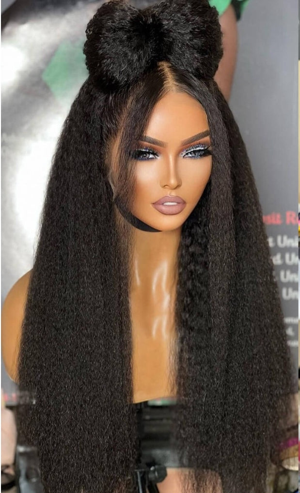 360 Full Lace Kinky Straight  Human Hair Wigs Transparent Lace