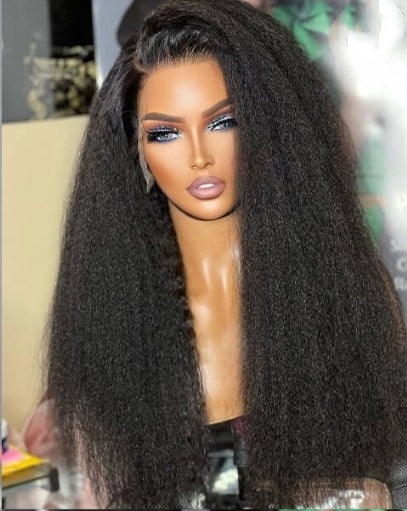 360 Full Lace Kinky Straight  Human Hair Wigs Transparent Lace
