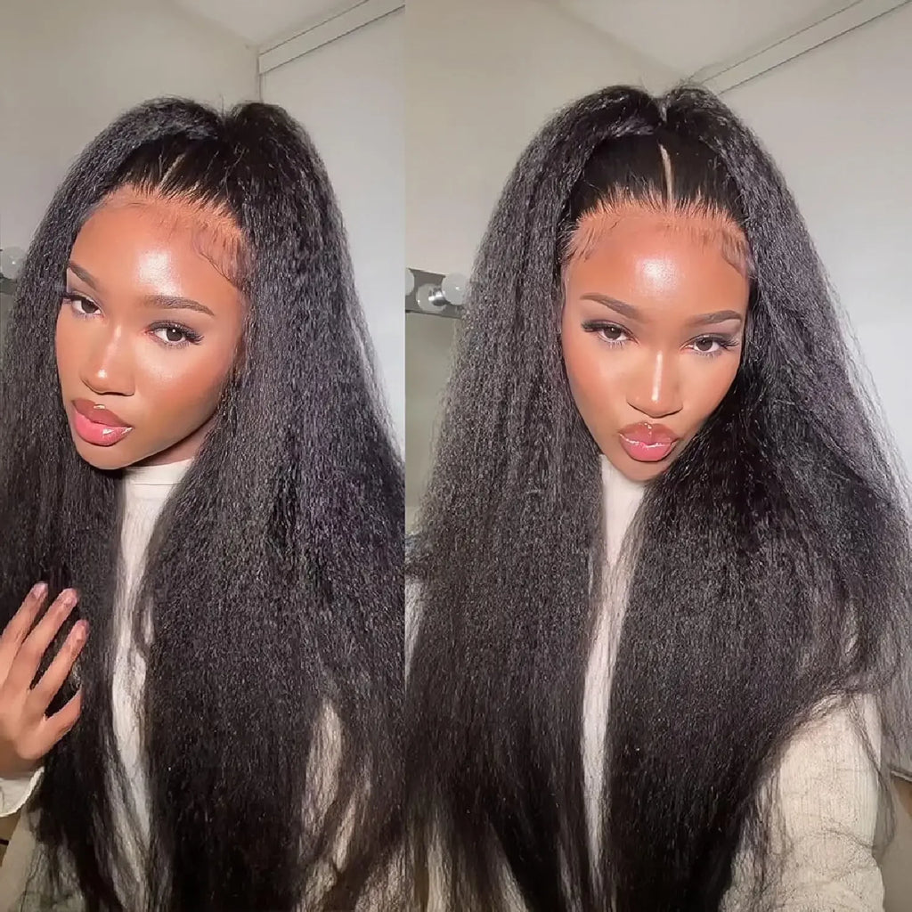360 Full Lace Kinky Straight  Human Hair Wigs Transparent Lace
